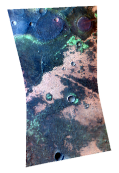 false color CRISM image shows part of a flat-bottomed lowland in the highland region Terra Sirenum